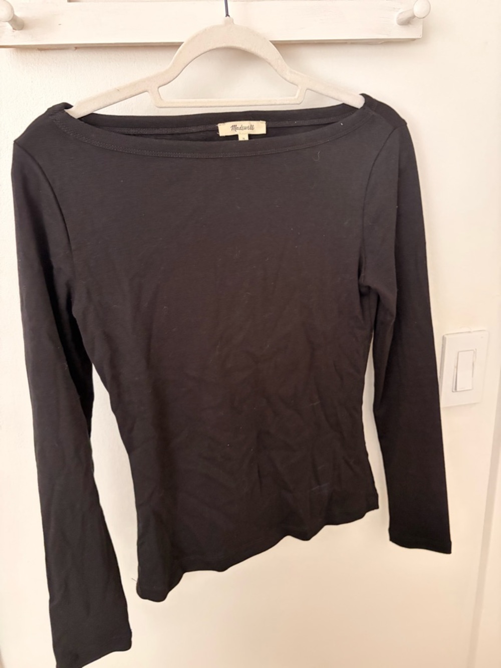 Madewell Black Long Sleeve Boatneck Top